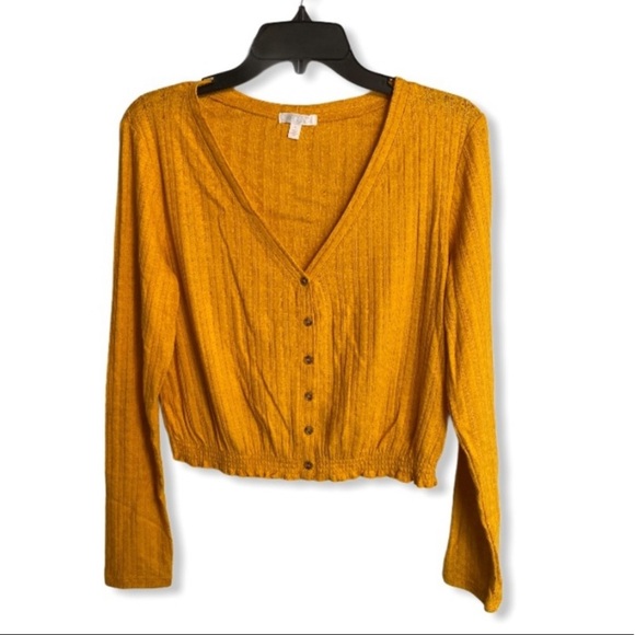 NWT Abound yellow Pointelle Knit Crop Sweater M - Picture 4 of 5